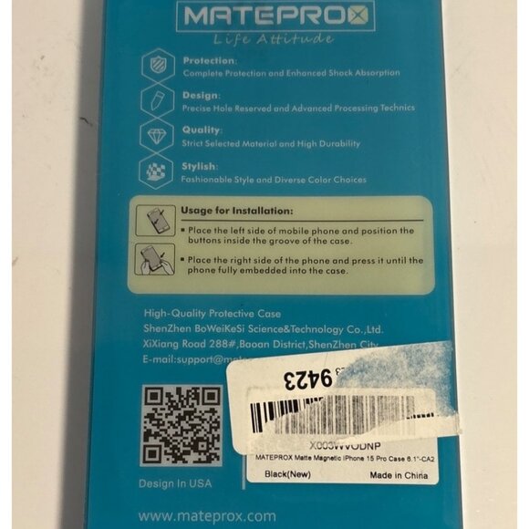 Mateprox Matte Magnetic iPhone 15 Pro Case 6.1" Black - Picture 2 of 4